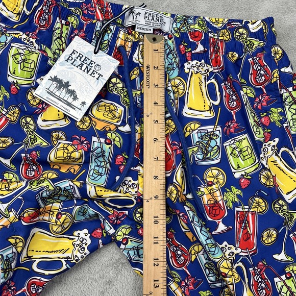 FREE‎ PLANET SWIM TRUNKS MEN'S MEDIUM COCKTAIL BEER BOARD SHORTS BEACH - Picture 6 of 13
